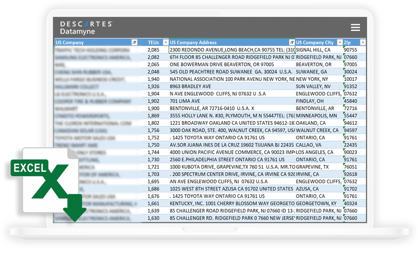 computer screen showing a list downloaded from sales lead generator tool